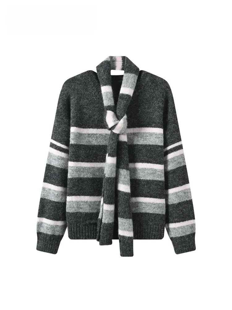 

CaraCLUB большие размеры, полосатый длинный трикотаж све, женский модный топ для похудения, осенний корейский сле, полиэфирное волокно