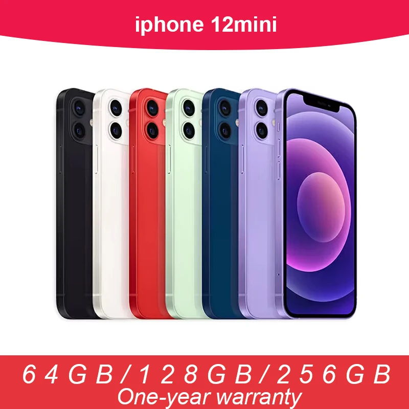 Original Apple 12 mini 64GB / 128GB / 256 ROM iPhone unlocks 5,4 inch OLED 5g screen a14 bionic chip with face ID camera 12mp