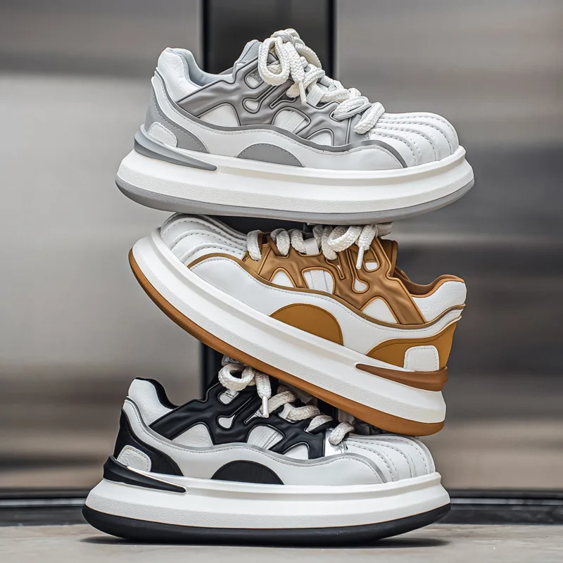 

Мужские кроссовки для скейтборда с низким берцем и толстой подошвой, повседневная обувь на плоской подошве, мужские спортивные кроссовки на шнуровке с круглым носком, Zapatos Hombre