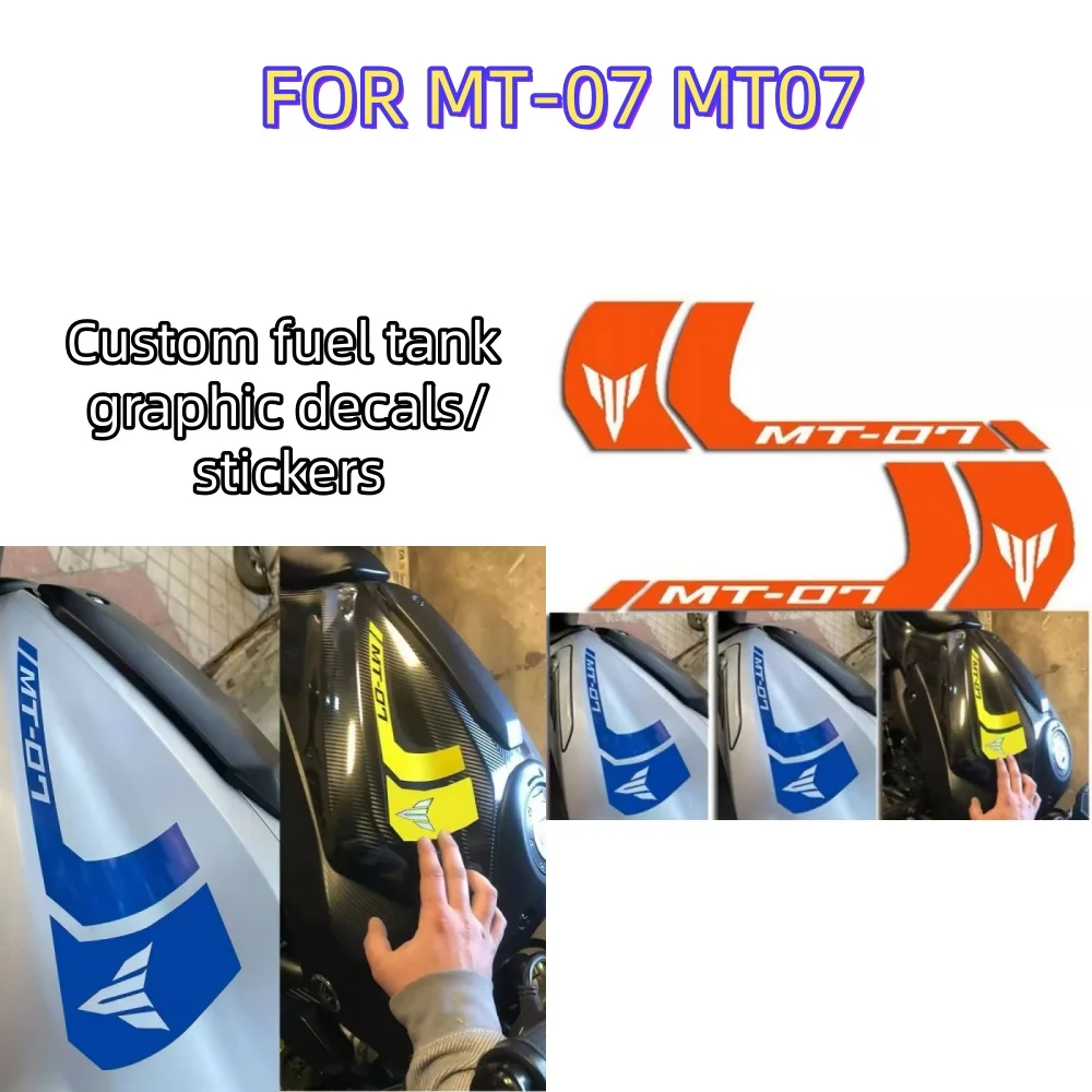 For MT-07 MT07 Twin Stripes Fuel Tank Stickers Motorcycle Waterproof Accessories Decals
