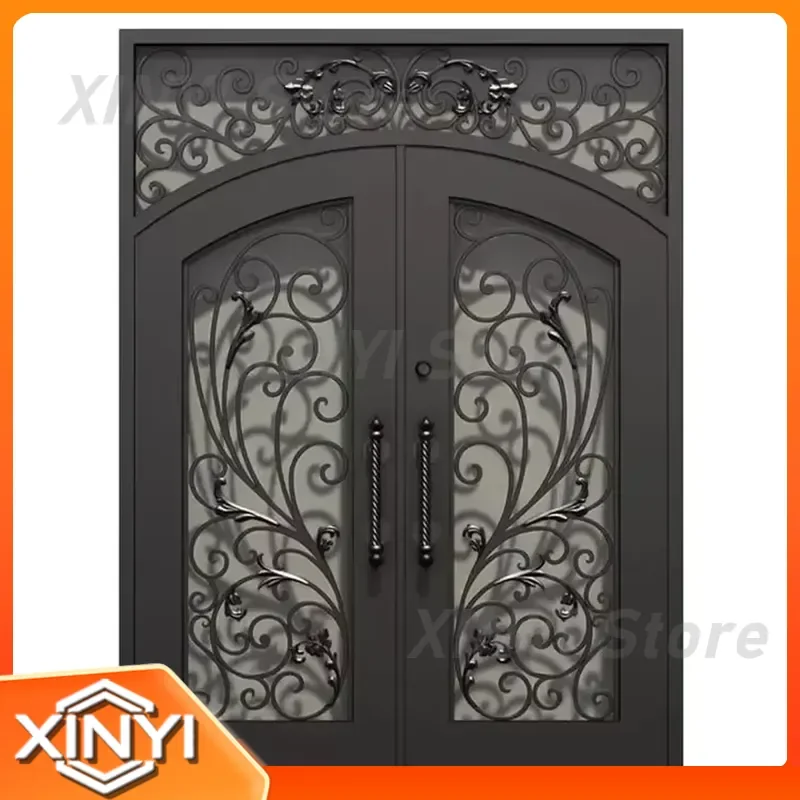 Exquisite Handmade Wrought Iron Double Door for Home Entrance Door Design High Quality Elegant Interior Exterior Front Door