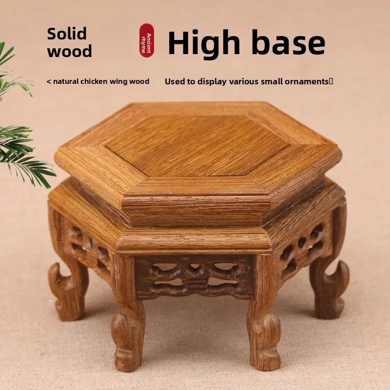 

Vintage Wooden Pedestal Stand - Handcrafted Base for Wine Bottle/Buddha Statue, Multi-Purpose Display for Fishbowl & Bonsai