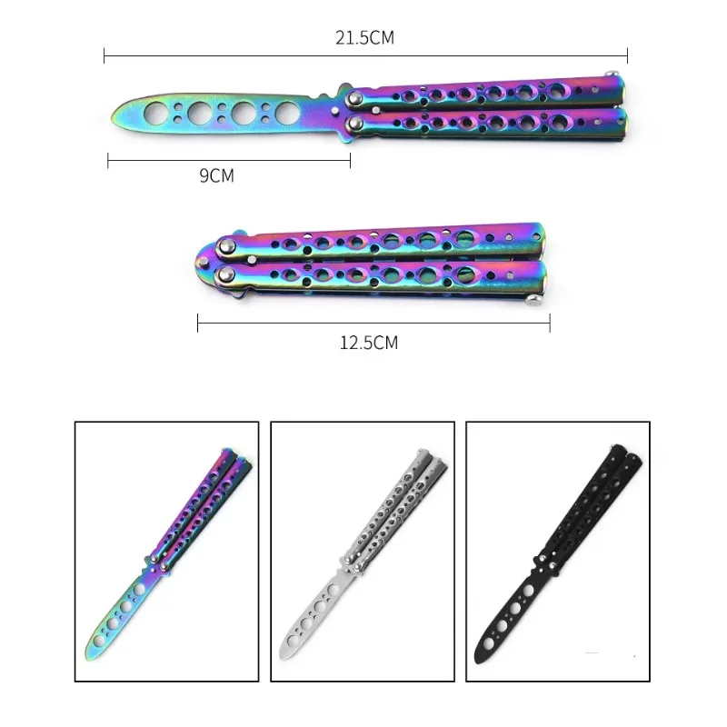 Portable Practice Butterfly Knife CSGO Balisong Trainer Stainless Steel Pocket Foldable Knife Training Tool for Outdoor Games