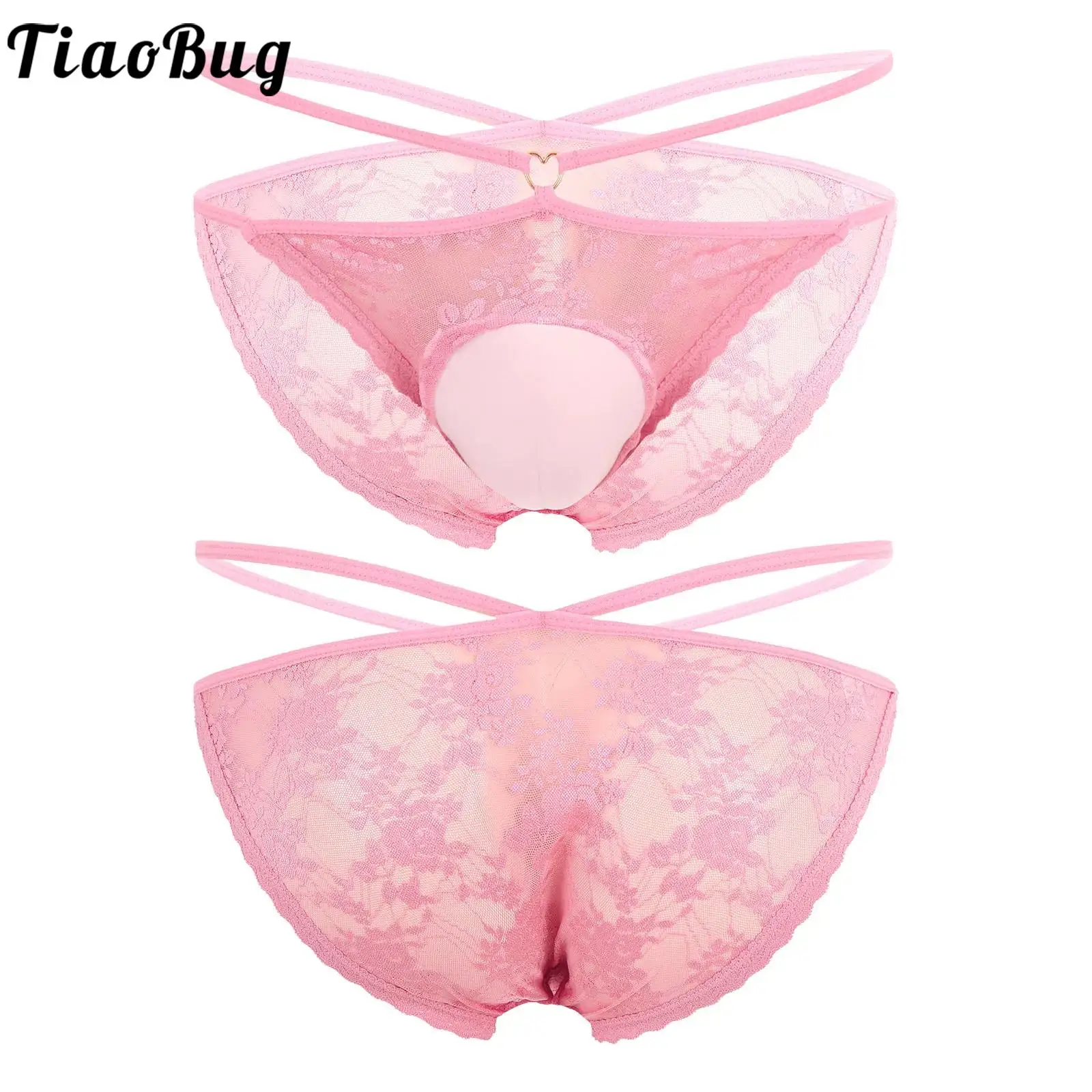 

Low Waist Men's Panties Sponge Cover Pouch Briefs Hollow Out See-though Lace Floral Underpants Sissy Gay Crossdresser Underwear