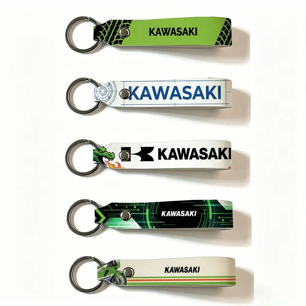 Für KAWASAKI MOTO PU-Leder Schlüsselanhänger Minimalistischer Schlüsselhalter Langlebiger Schlüsselorganizer Autoschlüsseltasche Zubehör Geschenk