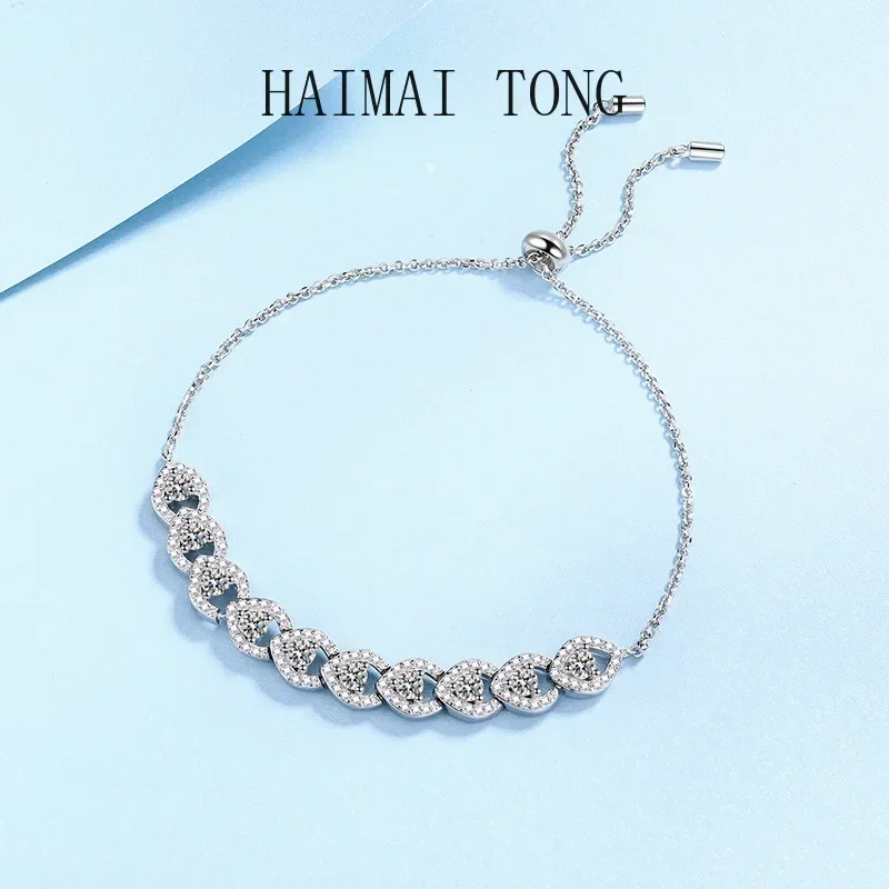 

Classic PT950 Platinum Bracelet for Women Stretch Adjustable Luxury Brilliant 1ct Moissanite Personalized Designer Fine Jewelry