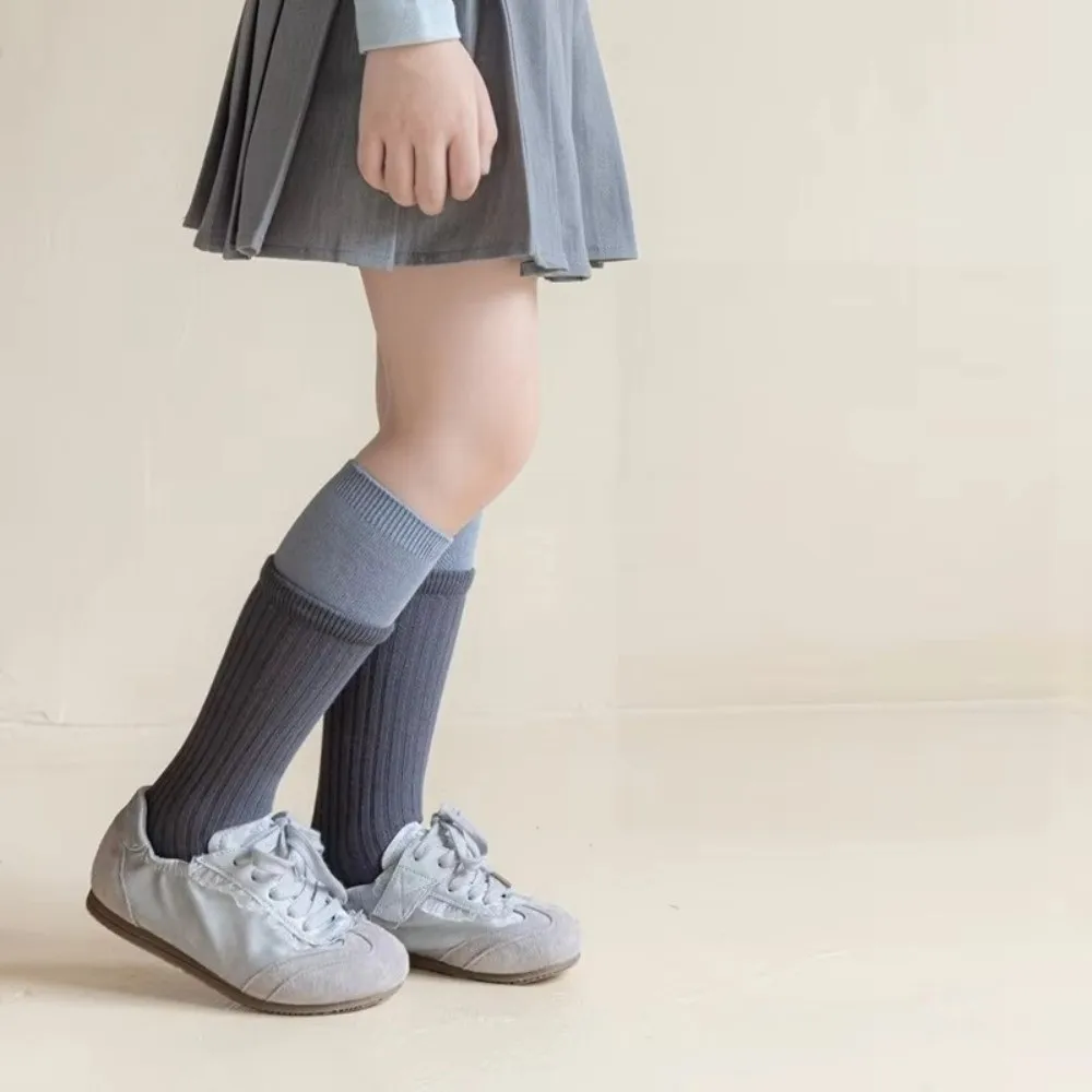 Cool Contrast Color Knee High Socks Fake Two-Piece Ribbed Long Socks Runway Style Ins Style Slouch Socks For Girls