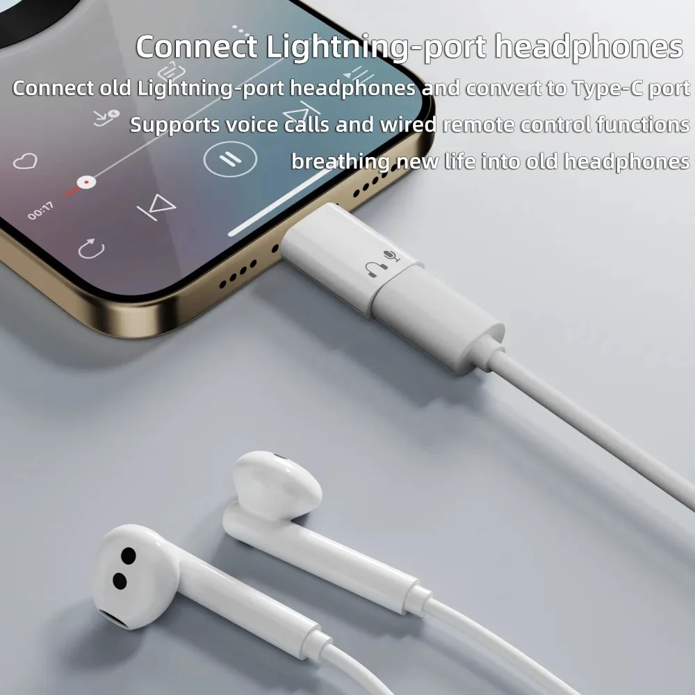 Type C To Lightning Earphone Adapter USB C Male To IOS Female Audio Converter For Iphone 15 16 Samsung USB C Lightning Adapter