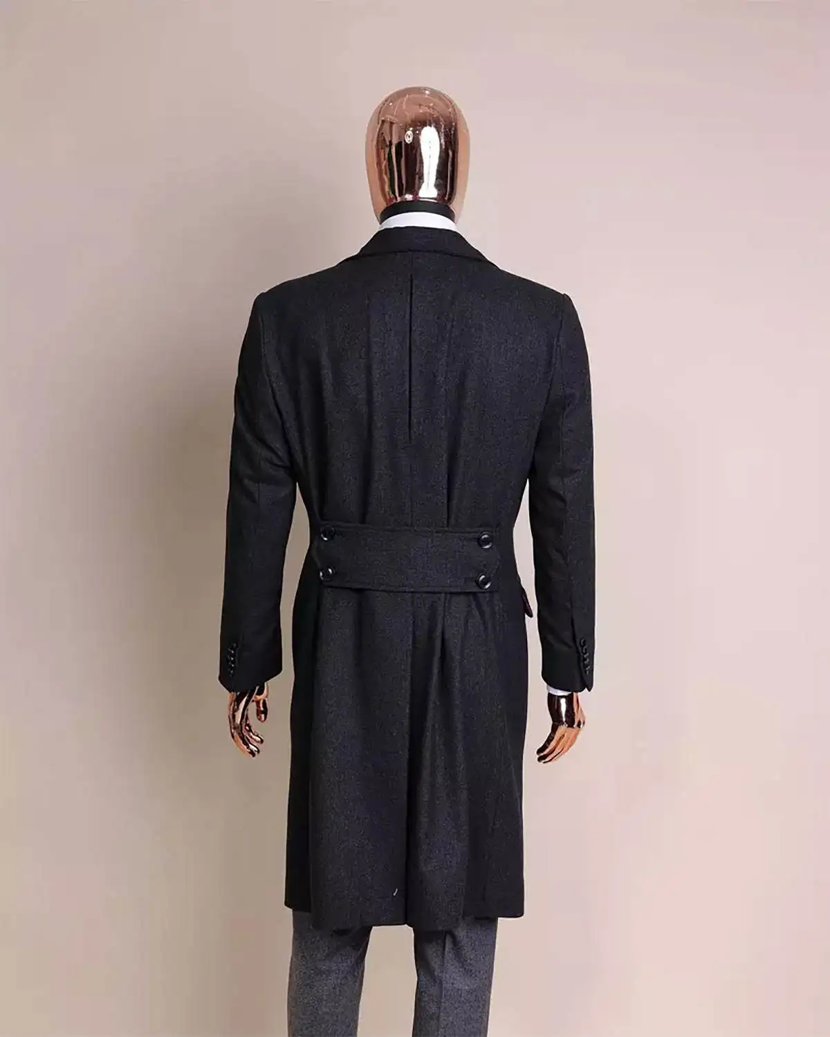 Vintage Men Long Coat Double Breasted Wool Blends Business Blazers Exquisite Notched Lapel Winter Warm Overcoat   Customized