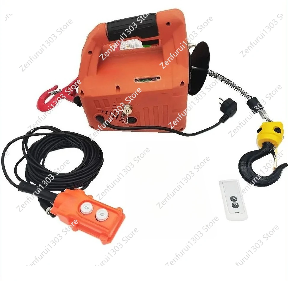 500KG Load Portable Electric Winch Traction Hoist Manual/Remote Control/Wire Control Electric Hoist 220V/110V Hoist Lifting Tool