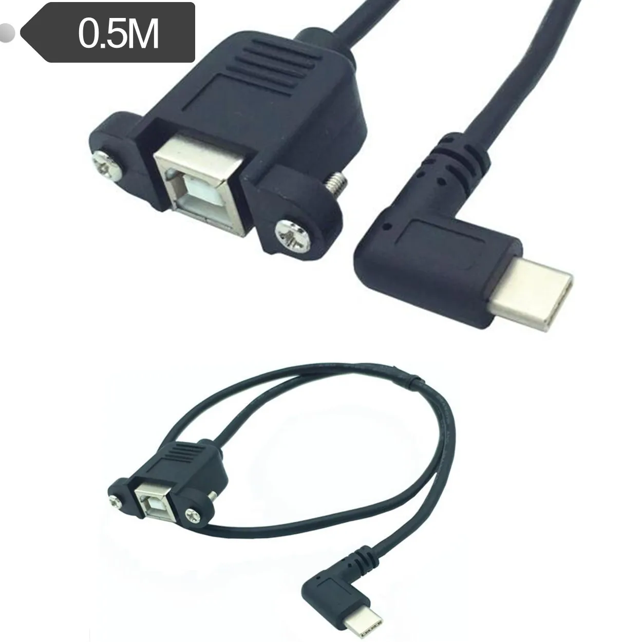 TYPE-C To USB B Female With Ear Panel Cable Screw Cable C To B M Mobile Phone To HUB Hard Drive Printer 0.5M