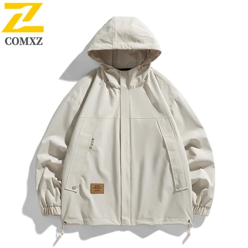 

COMXZ 2025 Мужская куртка большого размера, уличная спецодежда, ветровка, Тренч с капюшоном, модный универсальный горный жилет, повседневное стеганое пальто