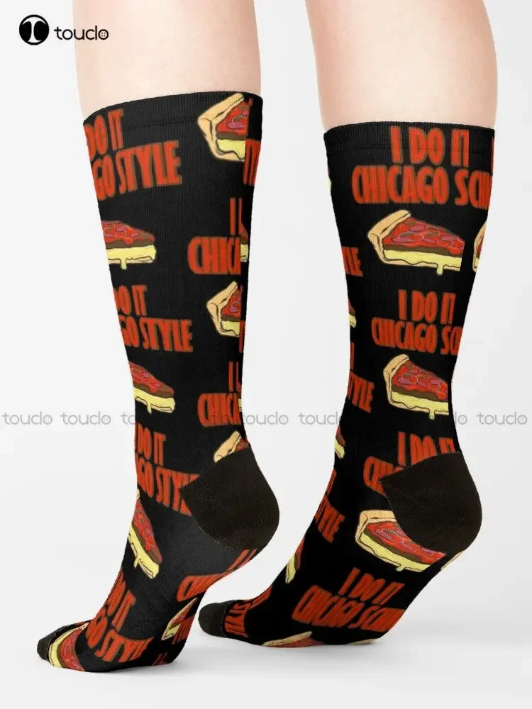 Pizza I Do It Chicago Style Deep Dish Italian Food Sch Socks Women Halloween Socks 360° Digital Printing Custom Gift New Popular