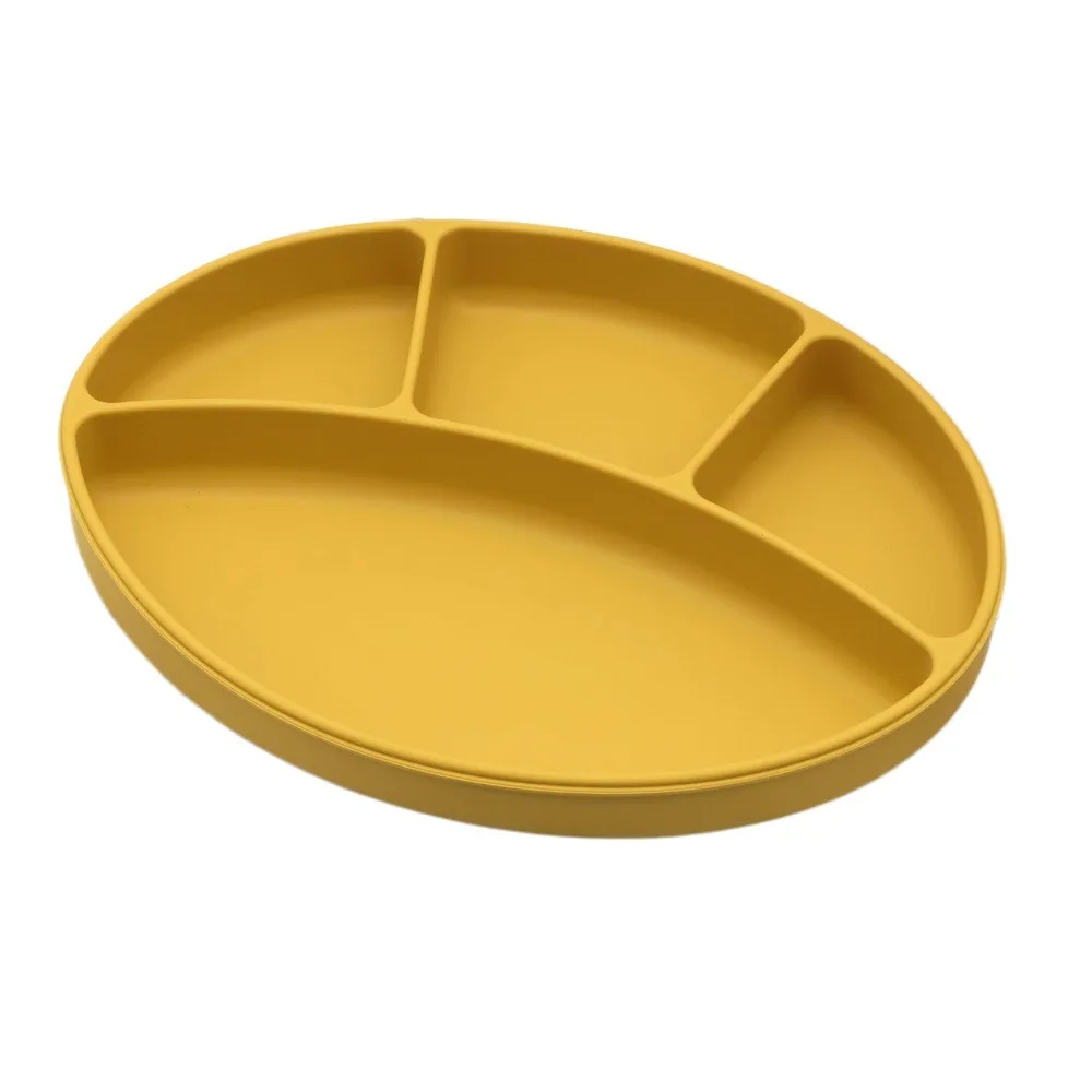 

Non-Slip Silicone Divided Plate Waterproof BPA Free Toddler Eating Plate Sturdy Kids Dishes Suction Cup Dinner Plate Home Use