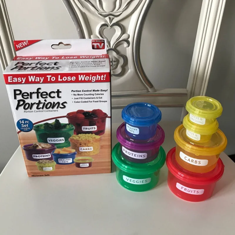 Frischhaltebox-Set mit 7 Teilen - Diät-Kontroll-Lunchbox Perfekte Portionen Frischhaltebox TV-Frischhaltebox