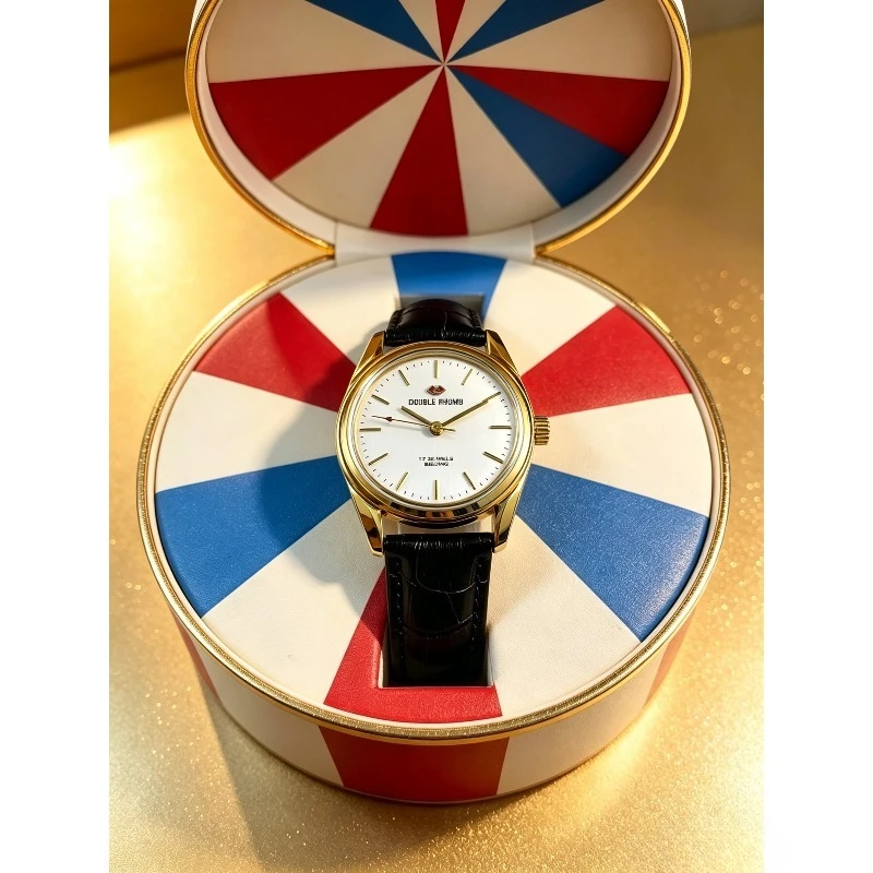 Shuangling Brand Beijing Watch Factory, Medium-sized, Gold Manual Mechanical Watch, Diameter 30mm