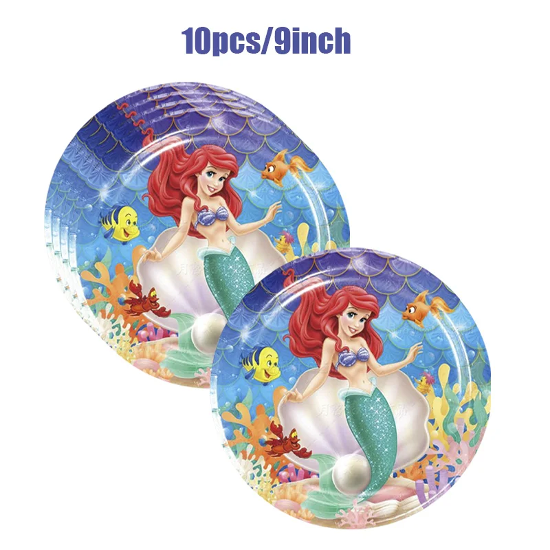 Disney The Little Mermaid decorazioni per feste di compleanno forniture Ariel Princess piatti di carta tovaglioli tazze tovaglia palloncini bambini