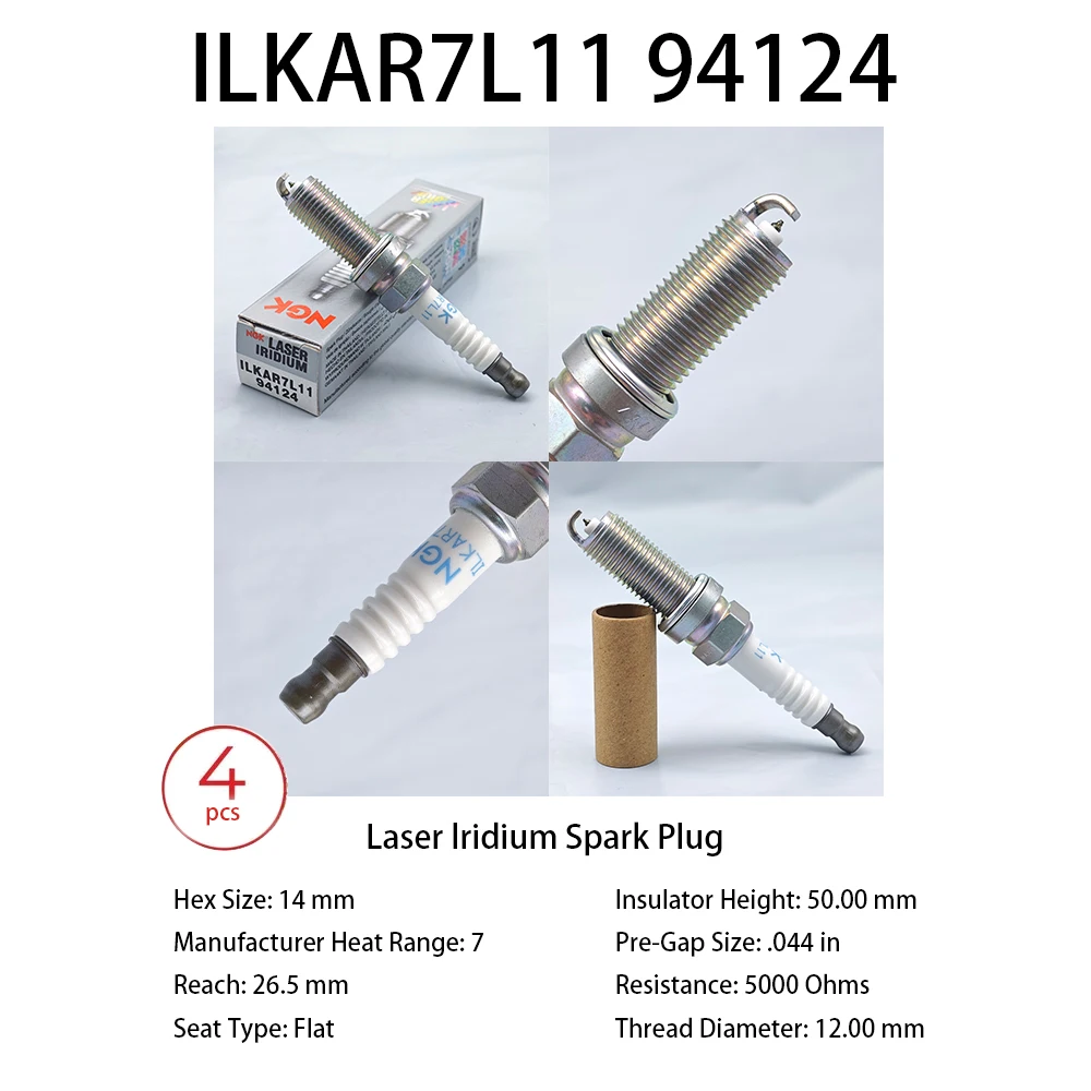 4pcs Original NGK Laser Iridium Spark Plug ILKAR7L11 94124 Suitable For CX-4 CX-5 Axela Some Model OEM PE5R-18-110 PE5S-18-110