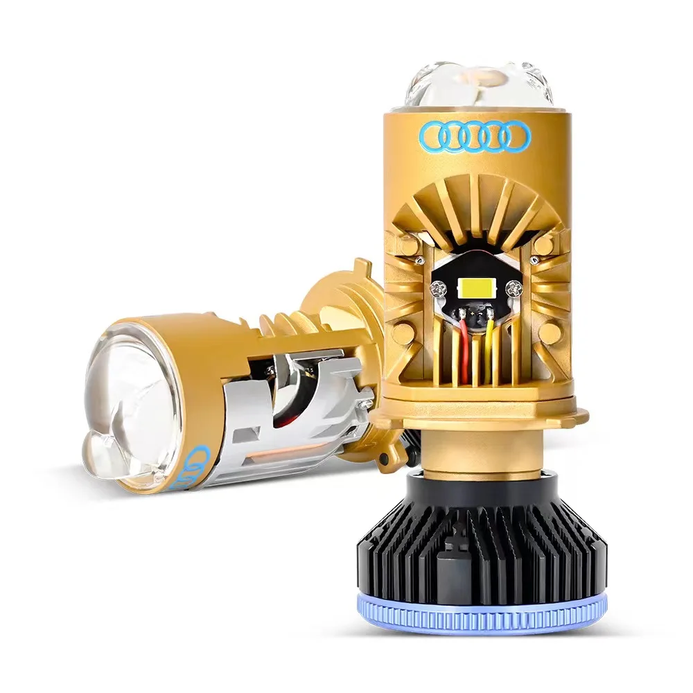 

H4 LED Mini Lens Bi LED H4 Bulbs Headlight For Cars Motorcycle High Beam Low Beam Projector Turbo Fan 6000K White Lighting Auto