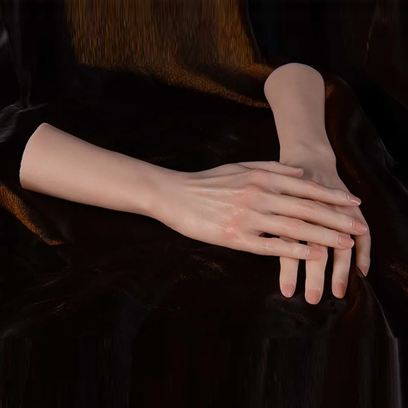 Fake Female Silicone Hand Model Realistic American Supermodel Fake Nail Manicure Hands Painting Sketch Props Display TGDW08