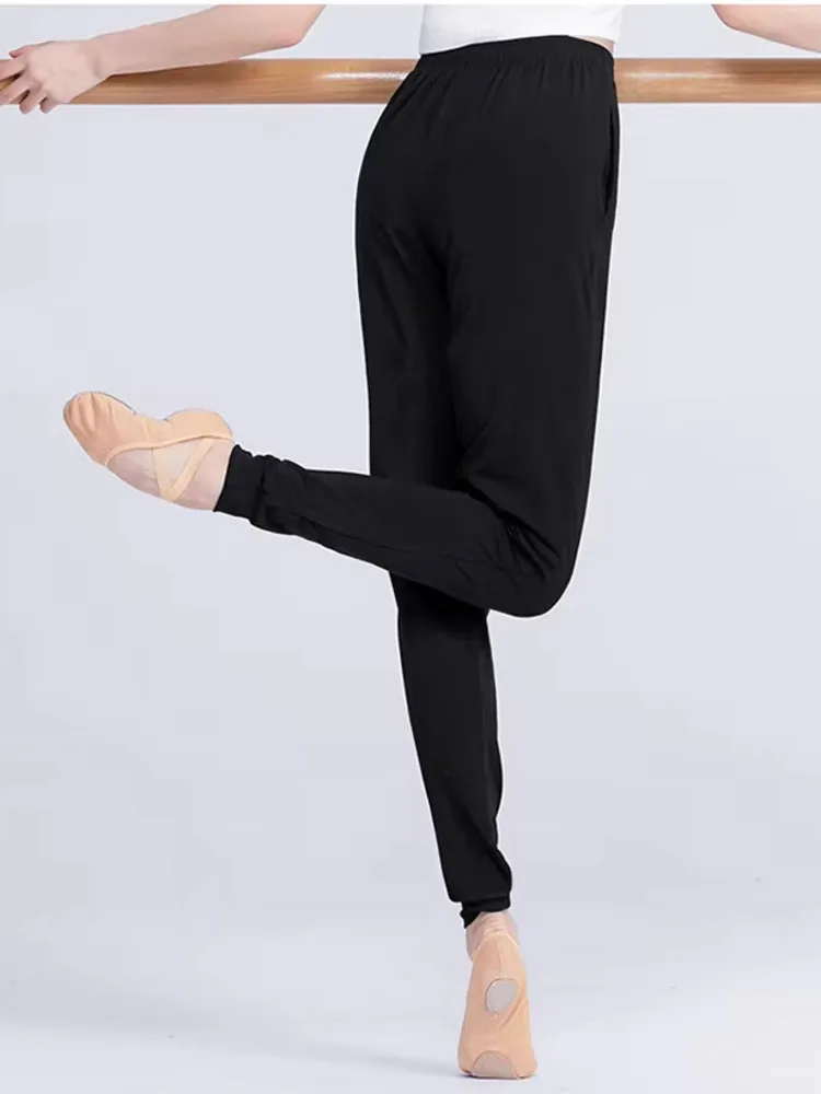 Adult High Waist Slim Fit Dance Pants – Solid Color Performance Leggings for Ballet Rehearsals and Stage Costumes Trousers