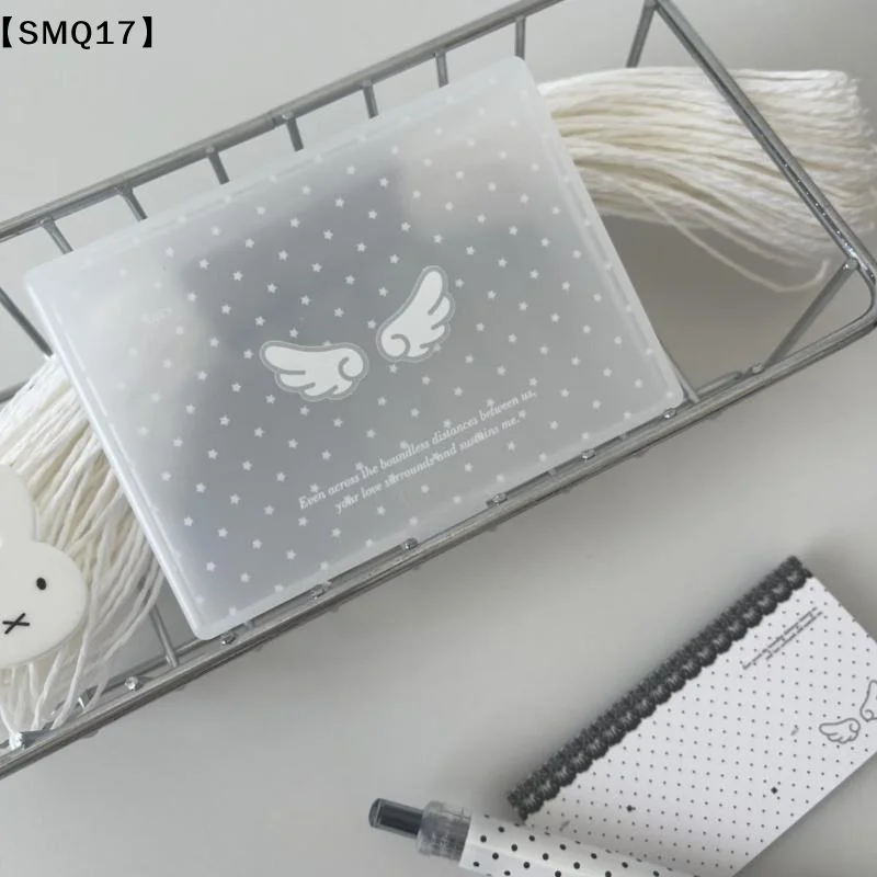 1Pcs Frosted Casual Korean Photocard Storage Box Star Polka Dot Wings Desktop Dustproof Case For Stickers Holder【SMQ】