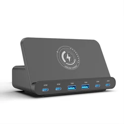 160W Universal Gan PD 65W Fast USB Charger Stand QC3.0 Wireless Charging Charger for MacBook Notebook Iphone 15 14 13 Samsung