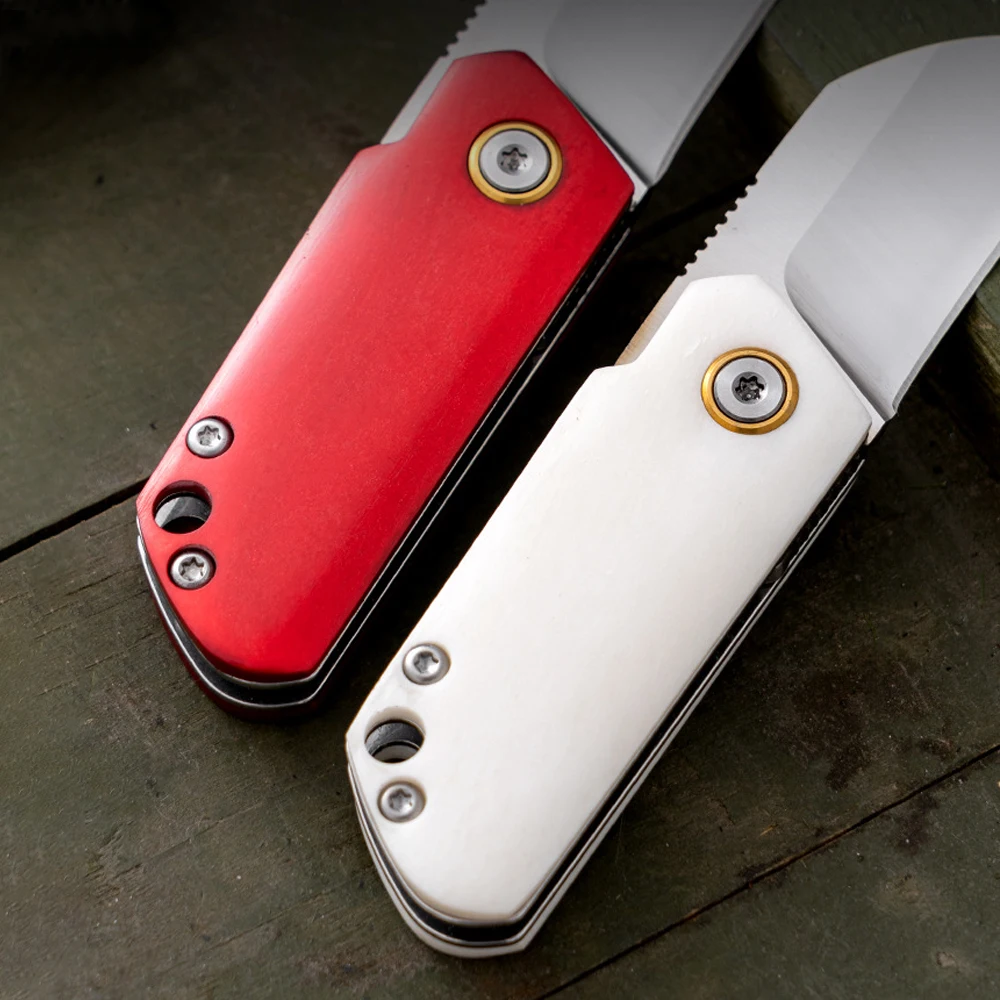 Stainless Steel 14C28N Small Pocket Knife For Men Cattle Bone Handle Mini Folding Camping Knife Outdoor Self Defense Pocketknife