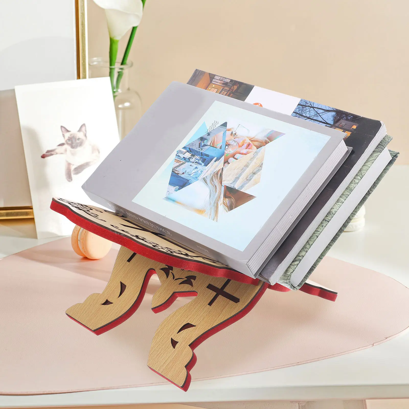 Premium Density Board Reading Stand for Quran Chanting Bible Study Temple Classics Elegant Detachable Book Rack Home School