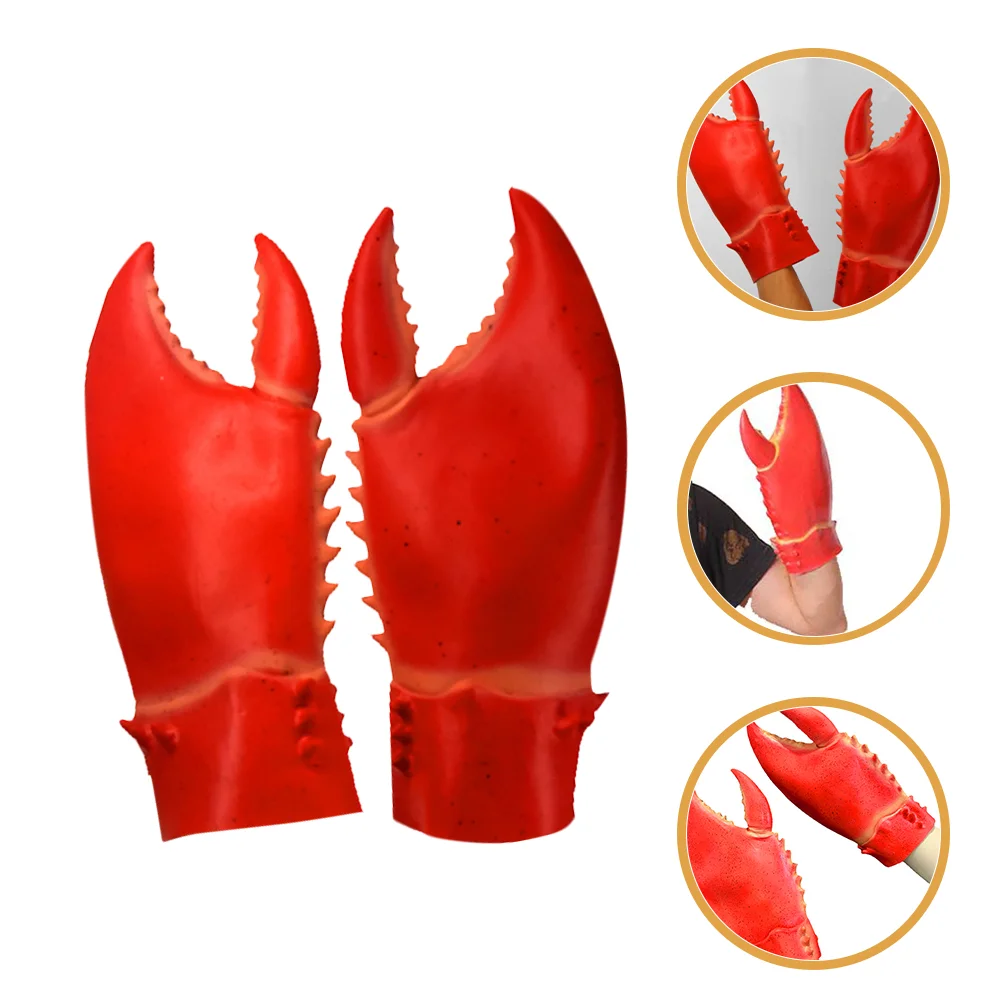 Lobster Balaclava Gloves Costume Daily Use The Mitten Lovely Cosplay Crab Claw Wear-resistant Latex Headgear Outdoor Accessory