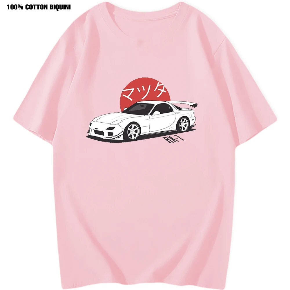 MEN Tshirt Mazda RX7 Printed Short Leeve T Shirts Harajuku Japanese Car Fans Racing Race Tee Shirt JDM Automobile Culture