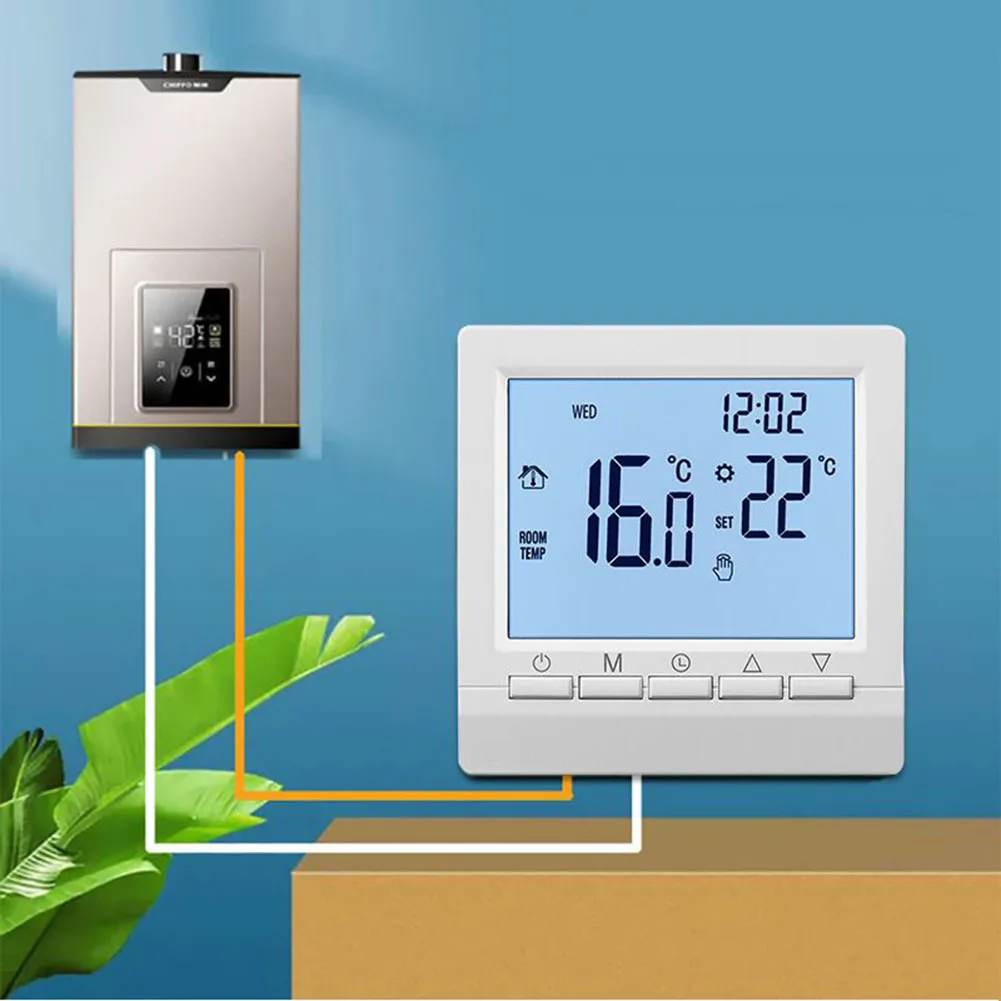 Digital Thermostat For Gas Boiler Room Battery Programmable Heating Temperature Controller Boiler Thermostat Hand Wall Mount