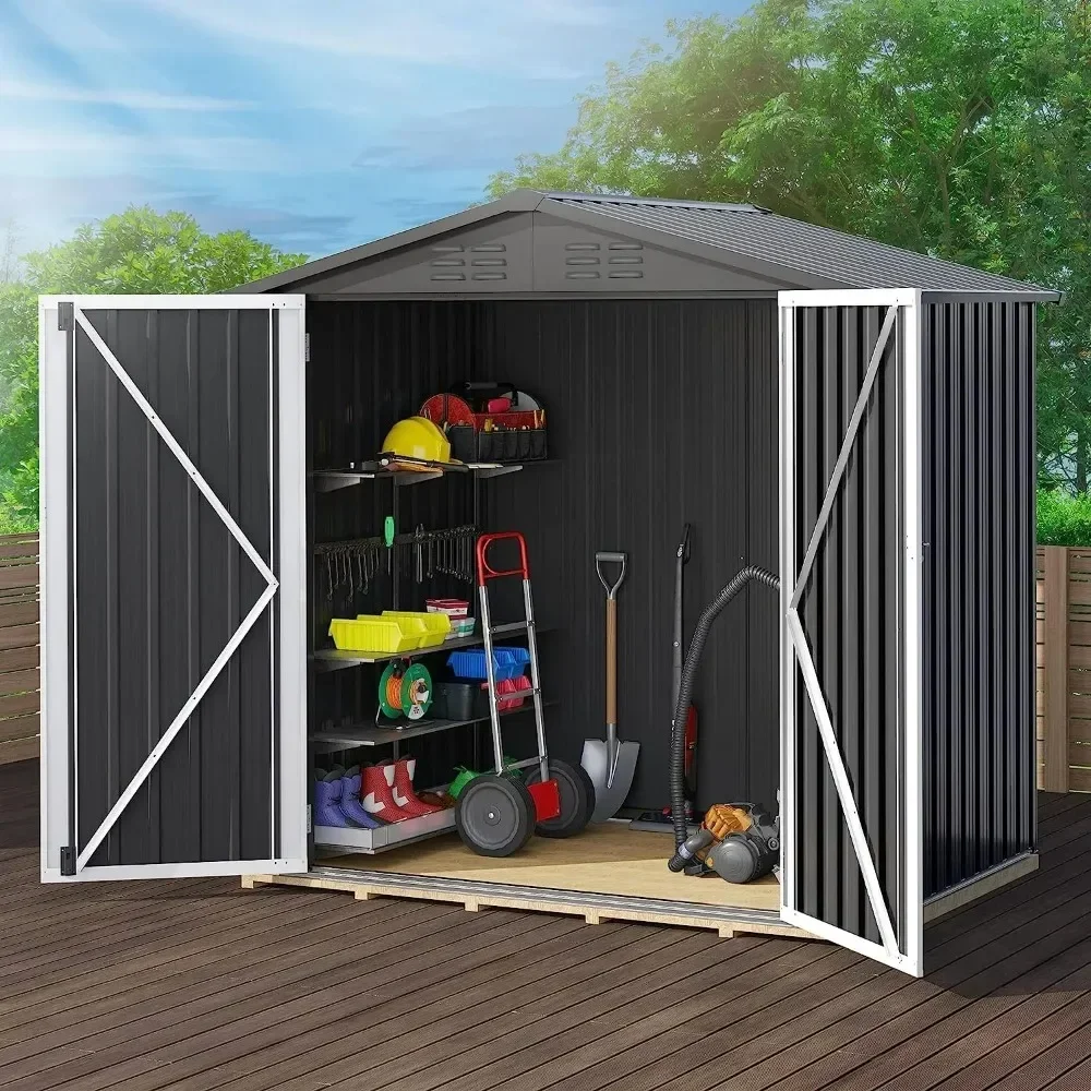 

6' X 4' Outdoor Storage Shed, Large Metal Tool Sheds, Heavy Duty Storage House with Lockable Doors & Air Vent