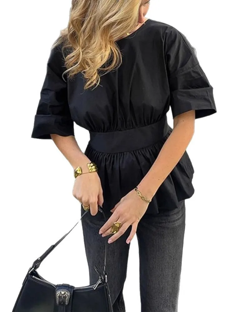 Estate 2025 Nuovo Bal Cintura in vita Colore puro da donna irt ort Sve Fibra di poliestere Europeo Sle Faionable Girls