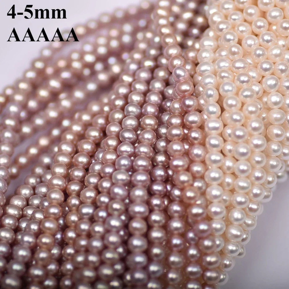 4-5mm 5A Natural Freshwater White Purple High Quality Round Bead Pearl Gift Women Jewelry Make DIY Necklace Bracelet Accessories