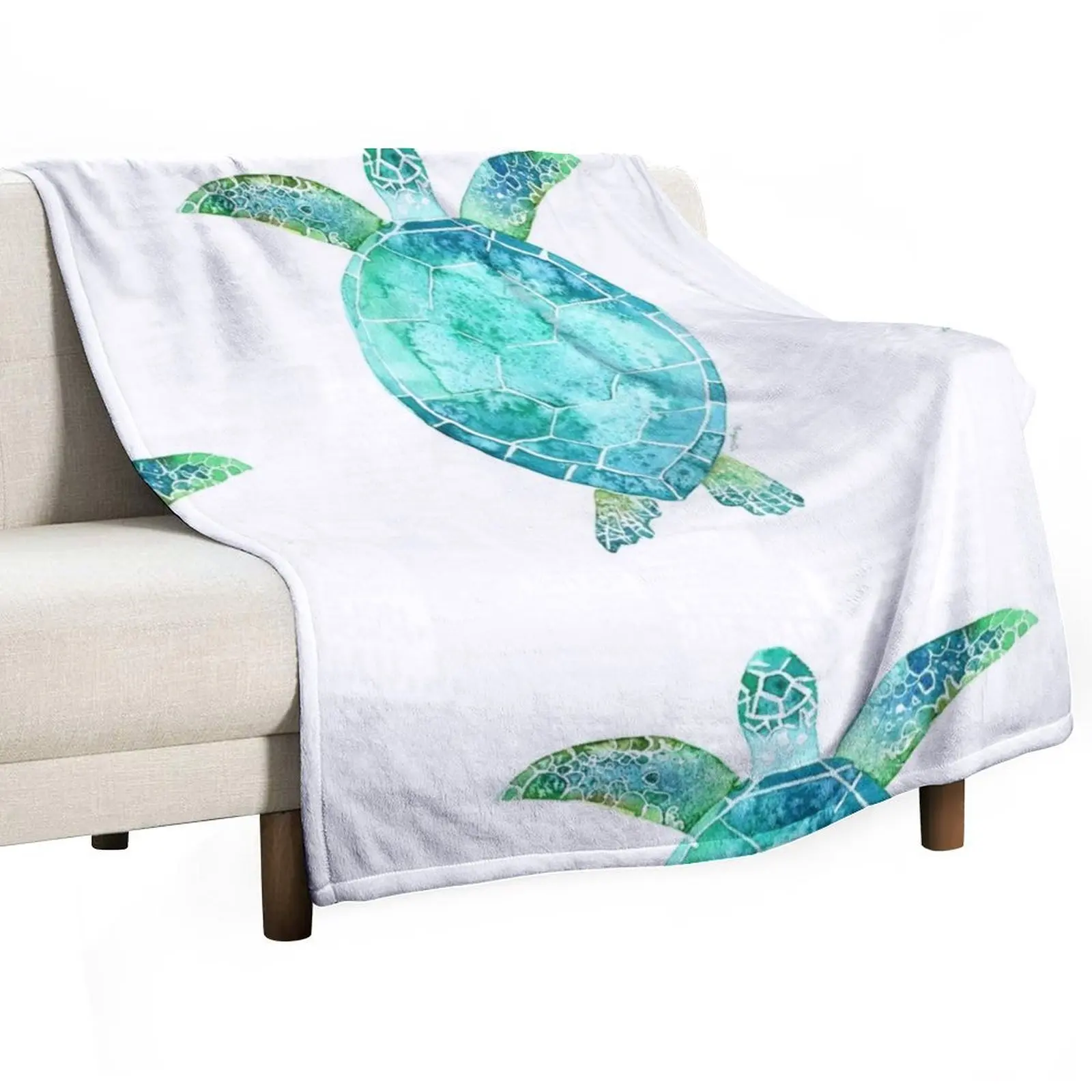 

Blue Turtle, turtle art, ocean turtle swiming Throw Blanket Baby valentine gift ideas Blankets