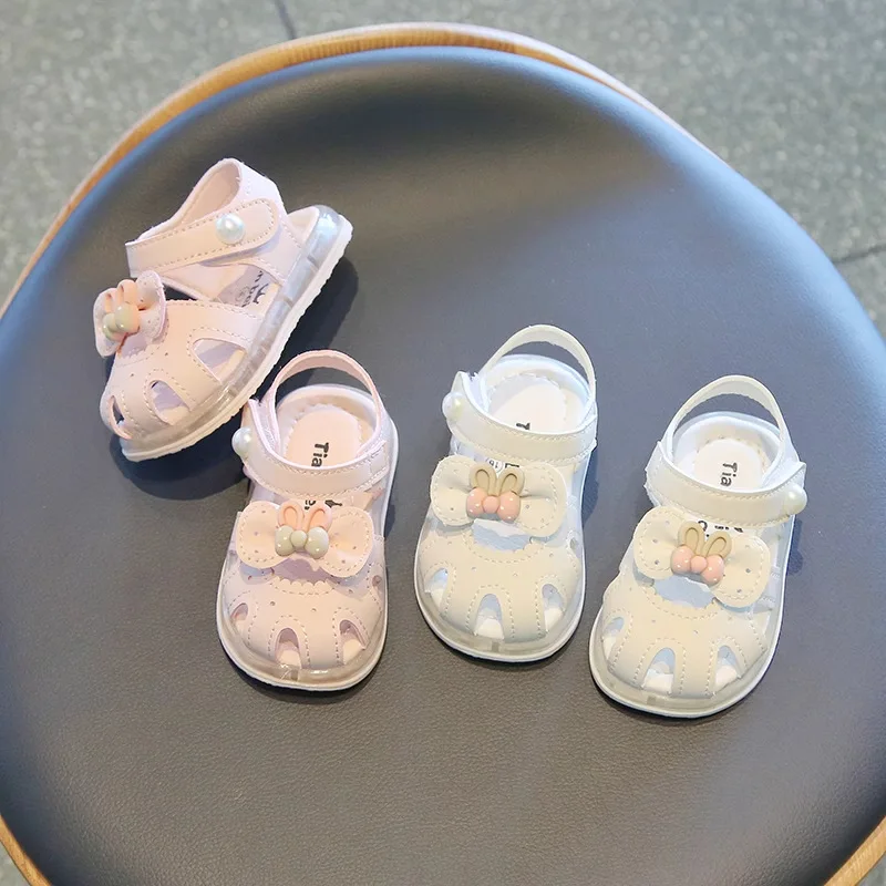 

Летняя обувь без шнуровки для маленьких девочек, противоскользящая обувь принцессы с мягкой подошвой для обучения прогулке, удобные дышащие сандалии