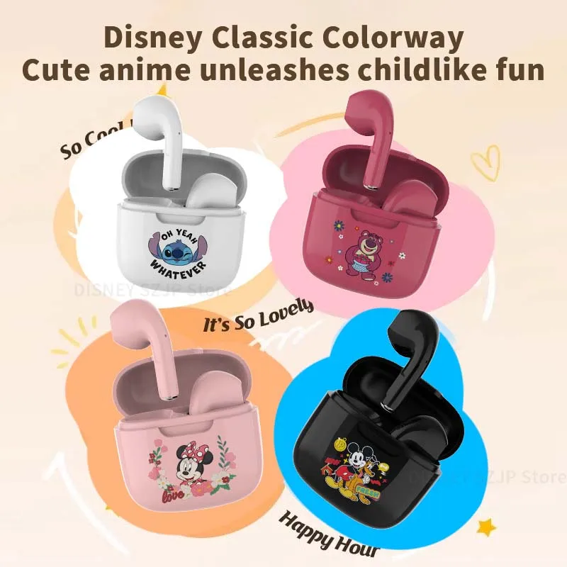 New Disney Stitch Mickey Minnie Wireless Bluetooth Earbuds C01 HiFi Surround Sound Headsets Smart Touch Long Battery Life