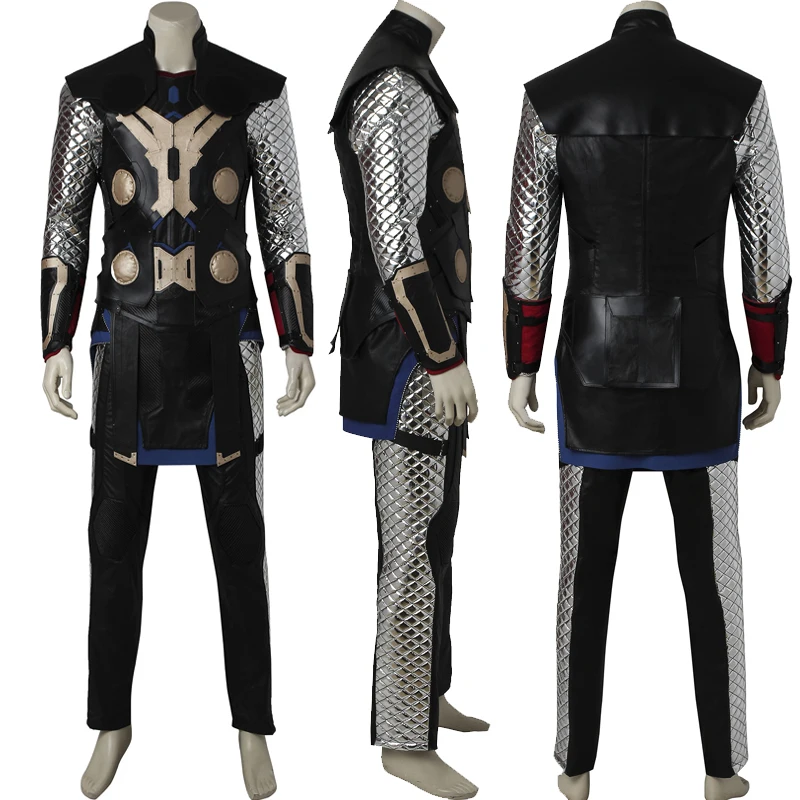 High Quality God Of Thunder Cosplay Outfit Halloween Party Costume With Red Cloak Breastplate