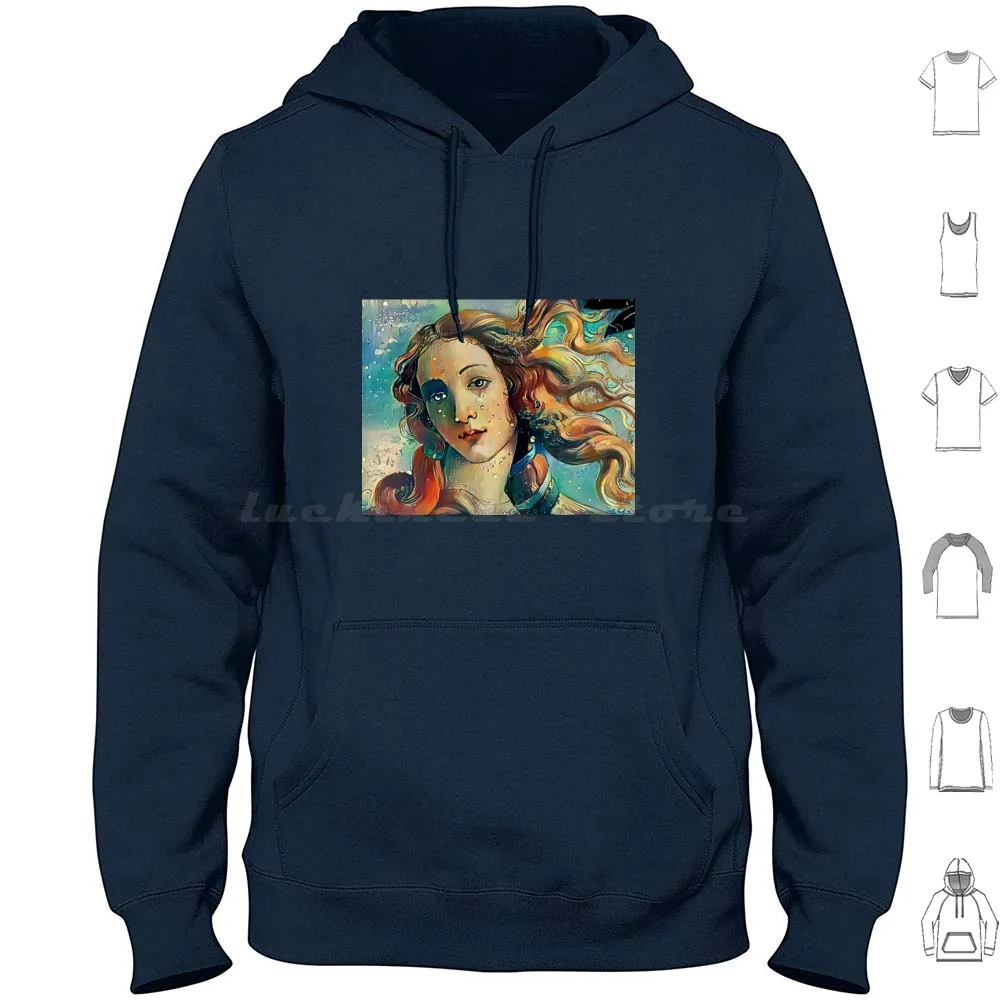 The Birth Of Venus ( Botticelli ) Makeover Hoodie cotton Long Sleeve Venus Gods Goddess Foam Born Greece Mythology