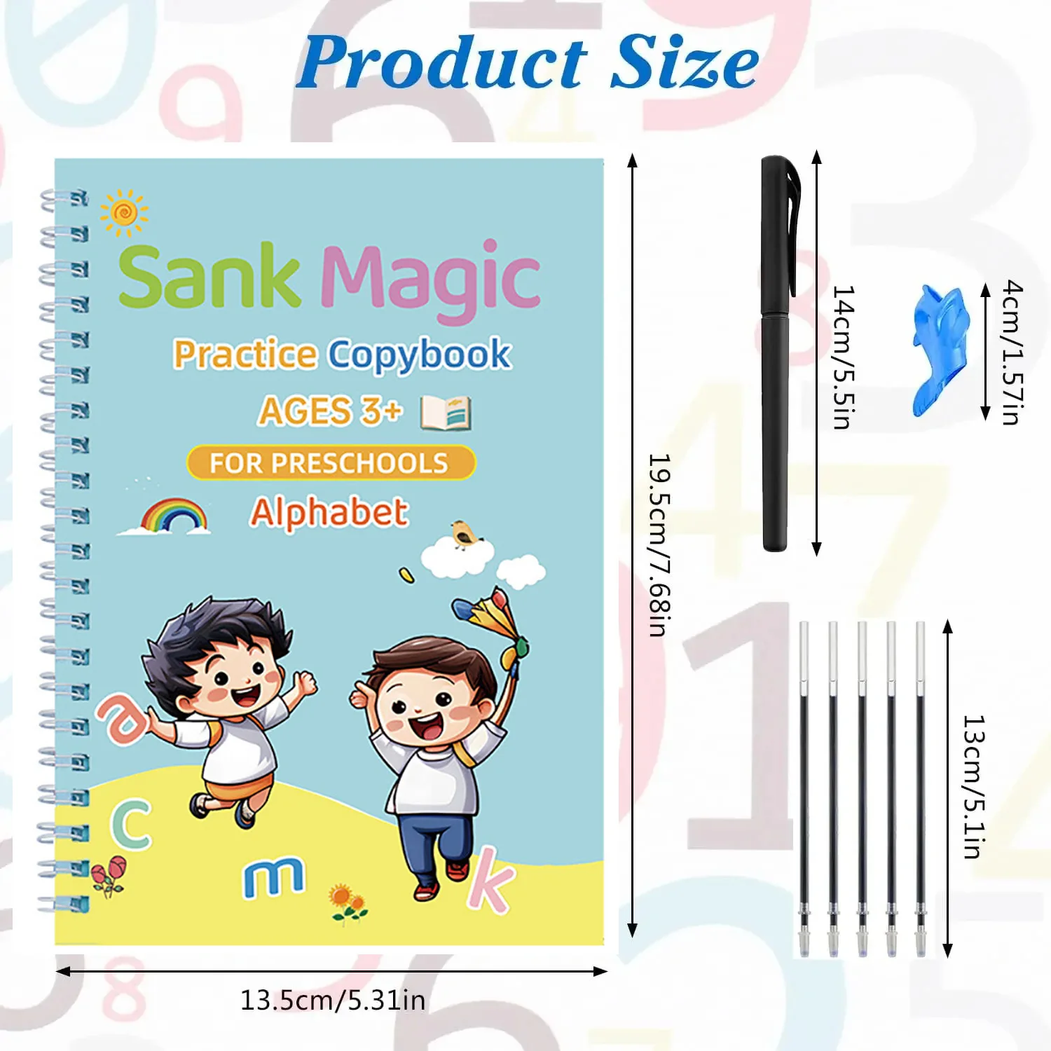 4 Books/set Magic Copybook Reusable Practice Writing Pen Groove Alphabet Wordpad drawing english Words Calligraphy