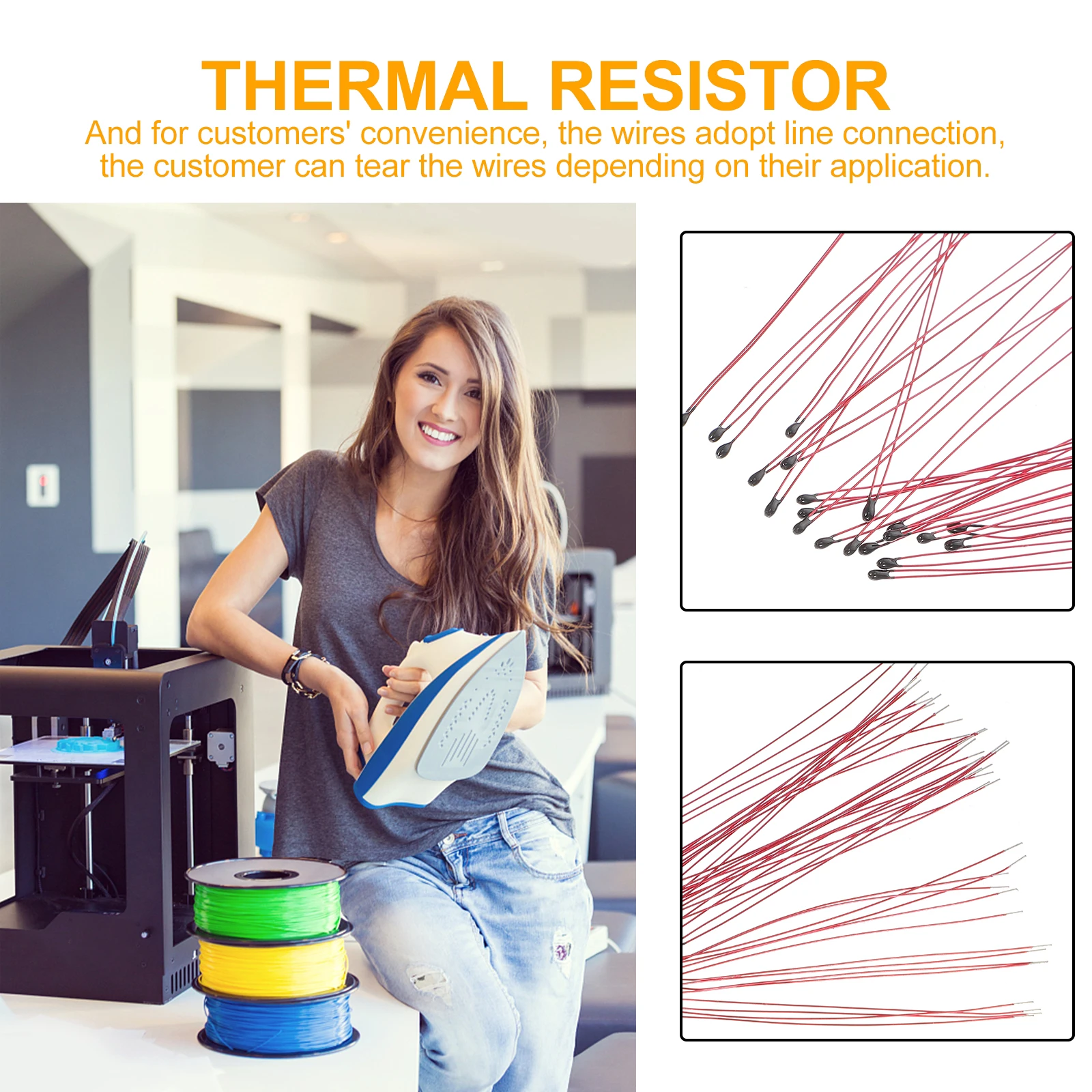 

100pcs Temperature Control Sensor Ntc 3950 Thermistor Replacement Current Limiter High Accuracy Temperature Sensor Resistor