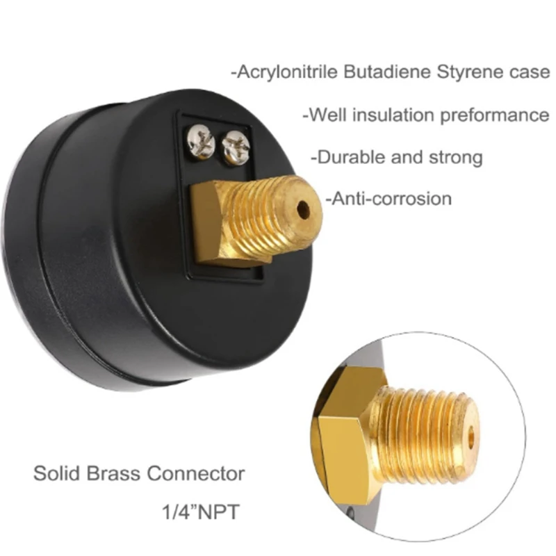 ECX2712B1 مقياس ضغط مرشح حمام السباحة مؤشر قابل للتعديل 0.6MPA 6Bar مقياس 1/4 "NPT