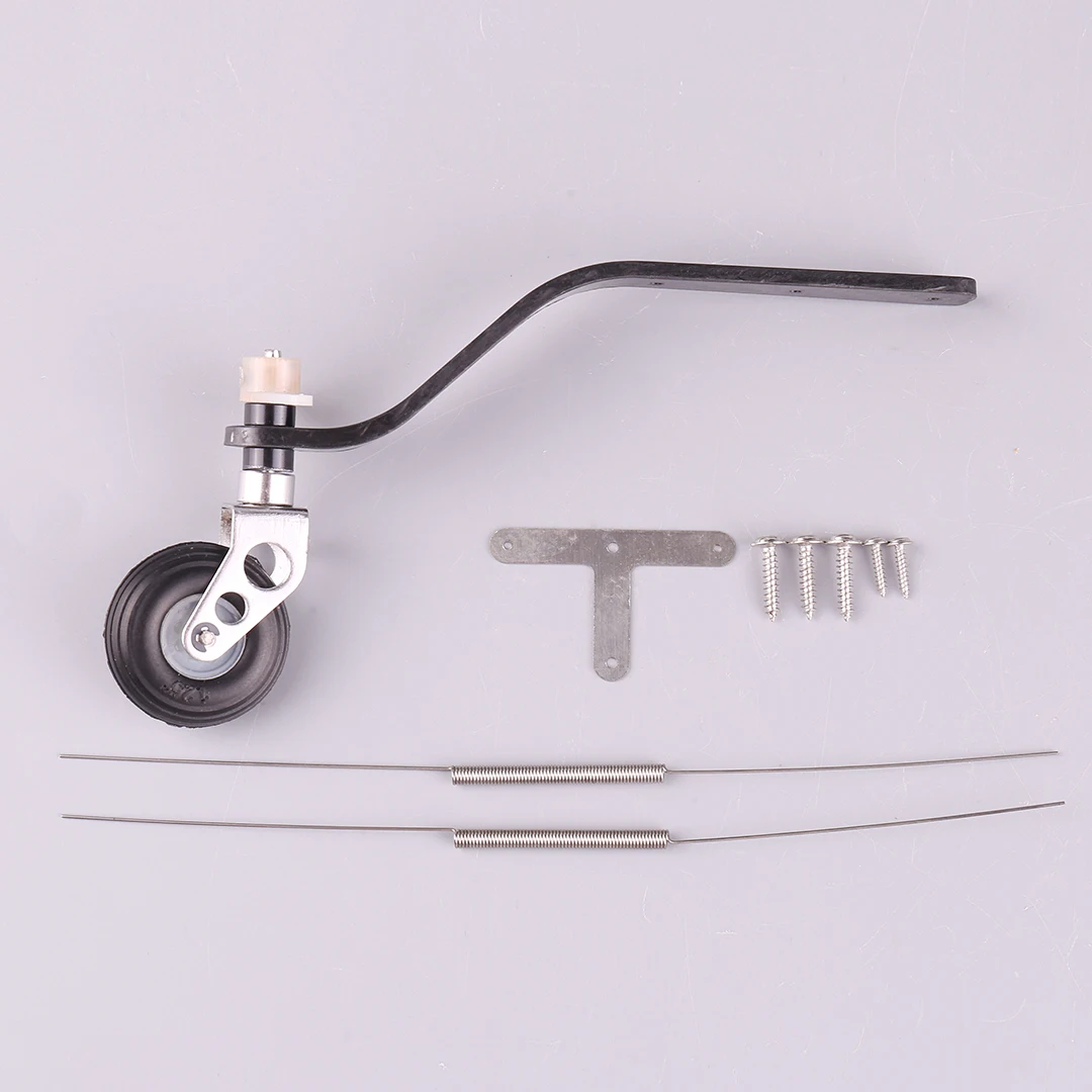 Support de train d'atterrissage arrière en Fiber de carbone + Kit de direction de roue en PU pour moteur à essence 26CC/50CC/100CC, modèle d'avion à voilure fixe, 1 ensemble