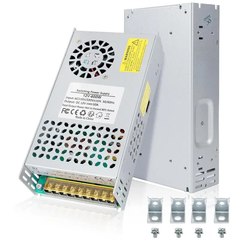 ABNL DC 12V 50A 600W Power Supply, New Version 110V AC To 12V DC Converter Transformer Adapter SMPS Switching Power Suppl