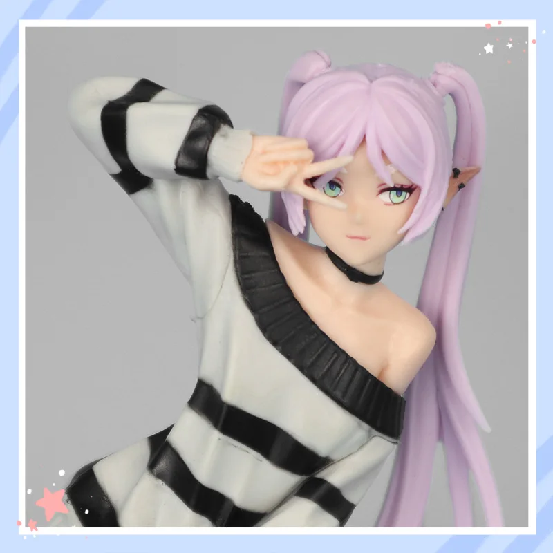 

Коллекционная фигурка аниме-персонажа Фрирен из «Сосу-но Фрирен»: эльфийская девушка в полосатом свитере, настольный декор для фанатов аниме