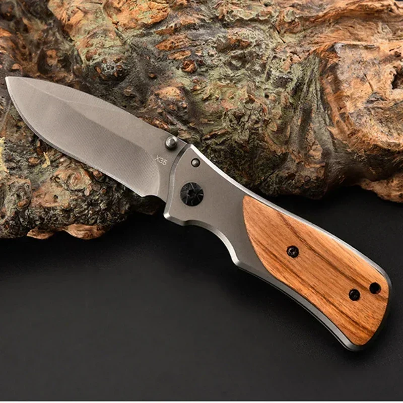 

6.0'' Damascus Folding Knife 7Cr18Mov Blade With Rosewood Handle Utility Knife Hunting Outdoor Survival Camping Pocket Knives