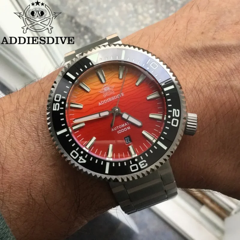 

ADDIESDIVE Мужские часы AD2526 Сапфировое стекло BGW9 Светящиеся 100 бар Водонепроницаемые 8215 Механизм Reloj Hombre Автоматические механические часы