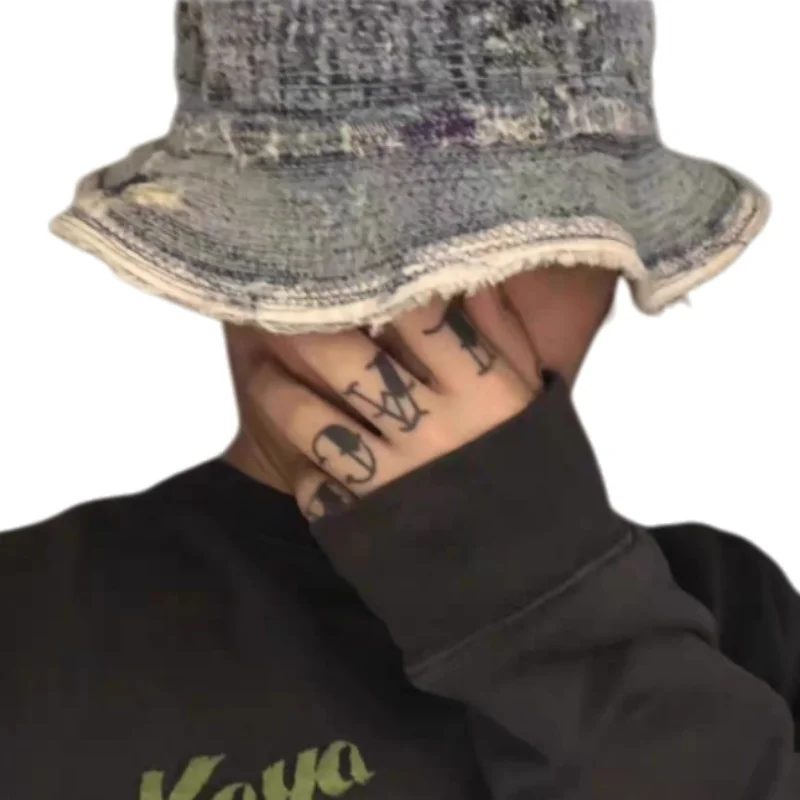 Trendy Leisure Corroded Fisherman Hats Washed Denim Retro Sun Hat Winter Warm Summer Suncreen Cap view 4
