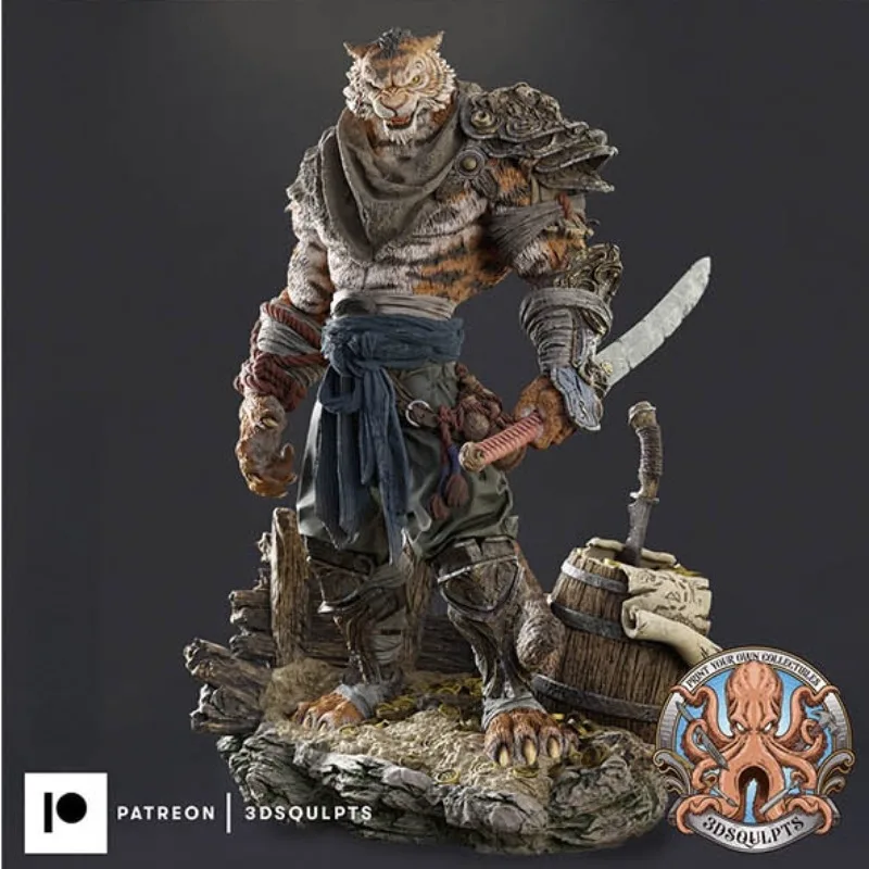 1/24 Scale Resin Figure Model Kit Tiger Warrior Fantasy Hobby Miniature Sculpture Toy Unassembled and Unpainted Free Shipping